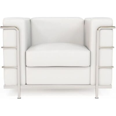 ICONIK INTERIOR Fauteuil design - Revêtement en cuir végétalien - Lecur Blanc - Publicité ICONIK INTERIOR Fauteuil design - Revêtement en cuir végétalien - Lecur Blanc - Publicité
