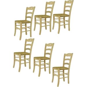 T M C S Tommychairs - Set 6 chaises CUORE, structure en bois de hêtre poli, non traité, 100% naturel et assise en paille - Publicité T M C S Tommychairs - Set 6 chaises CUORE, structure en bois de hêtre poli, non traité, 100% naturel et assise en paille - Publicité
