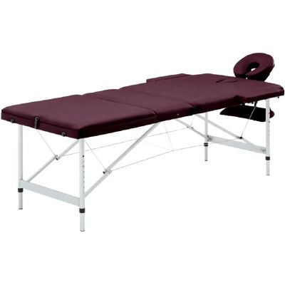vidaXL Table de massage pliable 3 zones Aluminium - Violet vin - Publicité vidaXL Table de massage pliable 3 zones Aluminium - Violet vin - Publicité