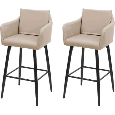 Decoshop26 Lot de 2 tabourets de bar tissu - Taupe - Publicité Decoshop26 Lot de 2 tabourets de bar tissu - Taupe - Publicité