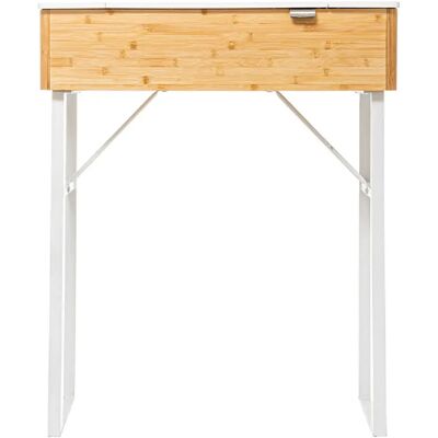 Pegane Coiffeuse de chambre - Blanc et bambou - Publicité Pegane Coiffeuse de chambre - Blanc et bambou - Publicité
