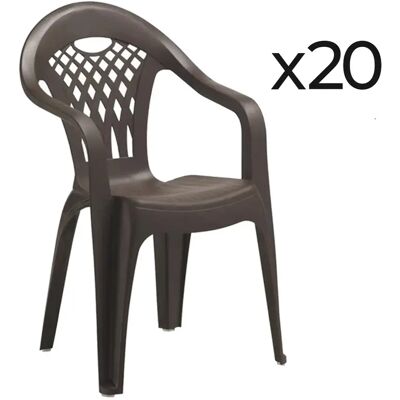 Pegane Lot de 20 chaises de jardin empilables - Marron - Publicité Pegane Lot de 20 chaises de jardin empilables - Marron - Publicité