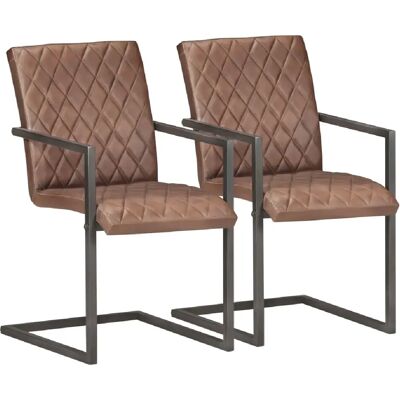 Decoshop26 Chaises de Salle à Manger Cantilever Marron Lot de 2 - Publicité Decoshop26 Chaises de Salle à Manger Cantilever Marron Lot de 2 - Publicité