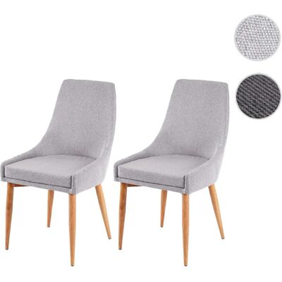 MENDLER Lot de 2 chaises rétro tissu gris - Publicité MENDLER Lot de 2 chaises rétro tissu gris - Publicité
