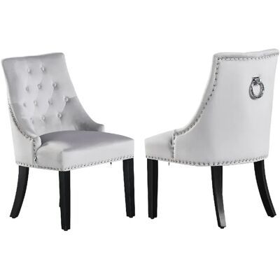 Chaises de salle à manger en velours lux Winchester gris clair - Life Interiors - Publicité Chaises de salle à manger en velours lux Winchester gris clair - Life Interiors - Publicité