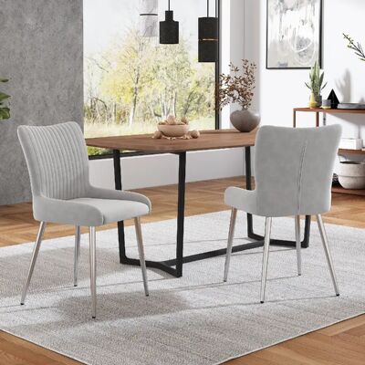 Merax Lot de 2 chaises velours - Gris - Publicité Merax Lot de 2 chaises velours - Gris - Publicité