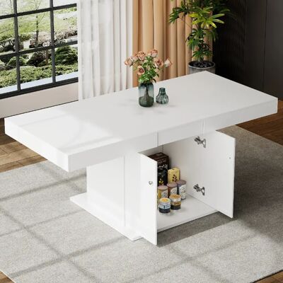 Merax Table à manger extensible - Blanc - Publicité Merax Table à manger extensible - Blanc - Publicité