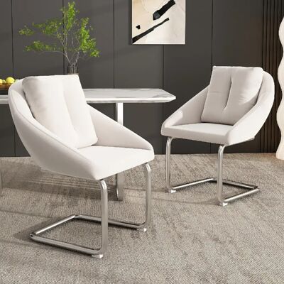 Merax Lot de 2 fauteuils pivotants - Beige - Publicité Merax Lot de 2 fauteuils pivotants - Beige - Publicité