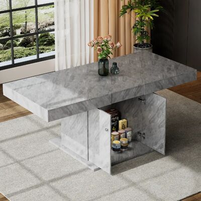 Merax Table à manger extensible - Gris béton - Publicité Merax Table à manger extensible - Gris béton - Publicité