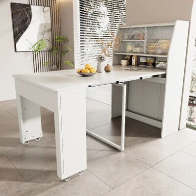 Merax Table à manger extensible - Blanc - Publicité Merax Table à manger extensible - Blanc - Publicité