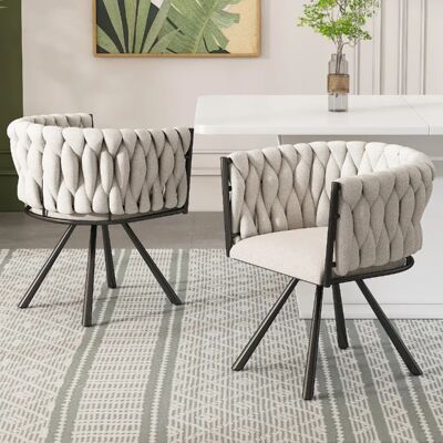 Merax Chaises pivotantes set de 2 - Beige - Publicité Merax Chaises pivotantes set de 2 - Beige - Publicité