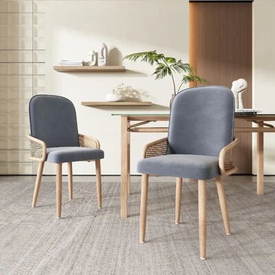 Merax Lot de 2 fauteuils de table en rotin - Gris - Publicité Merax Lot de 2 fauteuils de table en rotin - Gris - Publicité