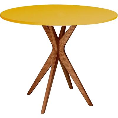 Ragaba Table à manger ronde - Genêt jaune chêne - Publicité Ragaba Table à manger ronde - Genêt jaune chêne - Publicité