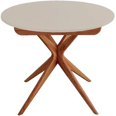 Ragaba Table à manger ronde extensible - Brun beige - Publicité Ragaba Table à manger ronde extensible - Brun beige - Publicité