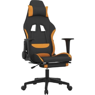 Decoshop26 Fauteuil de bureau chaise gaming sur roulettes avec repose-pied en tissu noir et orange DEC025788 - Publicité Decoshop26 Fauteuil de bureau chaise gaming sur roulettes avec repose-pied en tissu noir et orange DEC025788 - Publicité