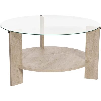 Hanah home Table basse ronde en verre - Travertin transparent - Publicité Hanah home Table basse ronde en verre - Travertin transparent - Publicité