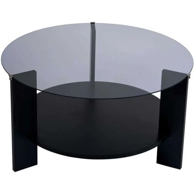 Hanah home Table basse ronde verre - Noir fumé - Publicité Hanah home Table basse ronde verre - Noir fumé - Publicité