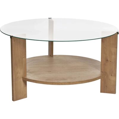 Hanah home Table basse ronde Clara - chêne et verre - Publicité Hanah home Table basse ronde Clara - chêne et verre - Publicité