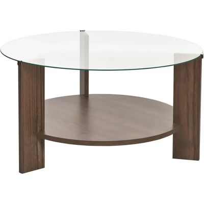 Hanah home Table basse ronde verre - Noyer et transparent - Publicité Hanah home Table basse ronde verre - Noyer et transparent - Publicité