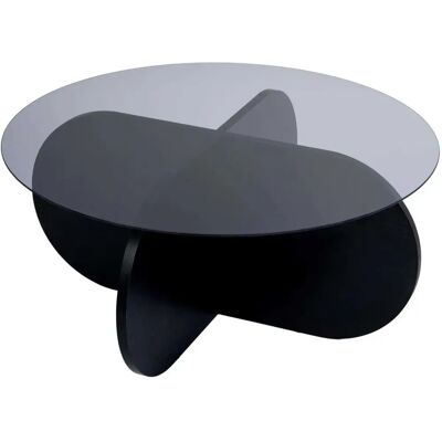 Hanah home Table basse ronde en verre - Noir verre fumé - Publicité Hanah home Table basse ronde en verre - Noir verre fumé - Publicité