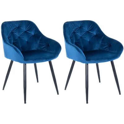 DÉCOSHOP26 - SillasComedor2 - Blue Velvet seat - Black metal legs - Dining chair - Publicité DÉCOSHOP26 - SillasComedor2 - Blue Velvet seat - Black metal legs - Dining chair - Publicité