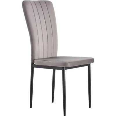 Homy France Lot 4 Chaises Salle à Manger Pony Velours Gris Pieds Métal Noir 57x42x95cm - Publicité Homy France Lot 4 Chaises Salle à Manger Pony Velours Gris Pieds Métal Noir 57x42x95cm - Publicité