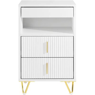 SoBuy Table de Chevet avec 3 Tiroirs, Étagère Moderne Blanche - Publicité SoBuy Table de Chevet avec 3 Tiroirs, Étagère Moderne Blanche - Publicité