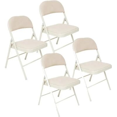 Pegane Lot de 4 Chaises pliante avec structure en métal, assise et dossier coloris beige - Longueur 46,5 x Profondeur 46,5 x Hauteur 79,5 cm - Publicité Pegane Lot de 4 Chaises pliante avec structure en métal, assise et dossier coloris beige - Longueur 46,5 x Profondeur 46,5 x Hauteur 79,5 cm - Publicité