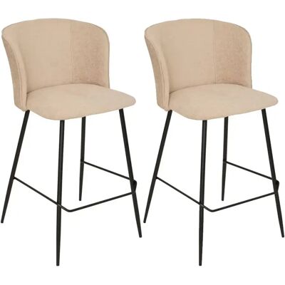 Pegane Lot de 2 tabourets de bar - Beige - Publicité Pegane Lot de 2 tabourets de bar - Beige - Publicité