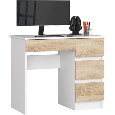 Akord Bureau droit 3 tiroirs - Blanc - Publicité Akord Bureau droit 3 tiroirs - Blanc - Publicité