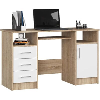 Akord Bureau informatique avec caisson - Blanc et chêne sonoma - Publicité Akord Bureau informatique avec caisson - Blanc et chêne sonoma - Publicité