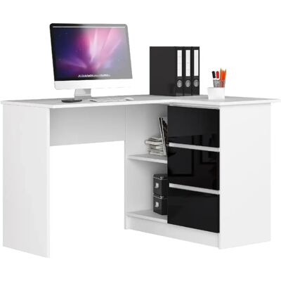 Akord Bureau d'angle avec caisson - Blanc mat - Publicité Akord Bureau d'angle avec caisson - Blanc mat - Publicité