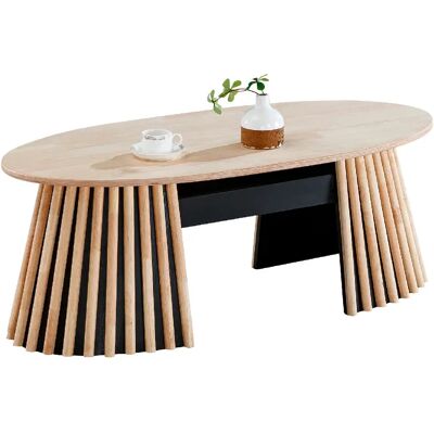 Pegane Table basse ovale relevable - Chêne - Publicité Pegane Table basse ovale relevable - Chêne - Publicité
