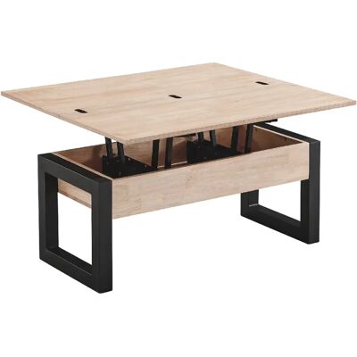 Pegane Table basse relevable et extensible coloris chêne nordique/Noir - Longueur 110 x Profondeur 102 - 110 x Hauteur 51 cm - Publicité Pegane Table basse relevable et extensible coloris chêne nordique/Noir - Longueur 110 x Profondeur 102 - 110 x Hauteur 51 cm - Publicité
