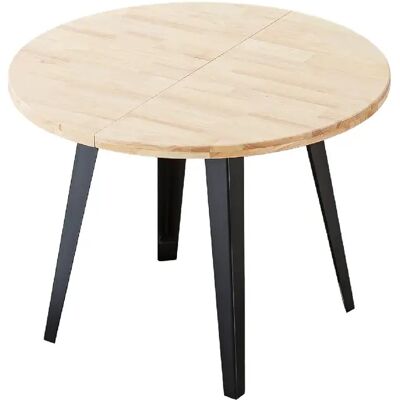 Pegane Table à manger ronde extensible - Chêne nordique - Publicité Pegane Table à manger ronde extensible - Chêne nordique - Publicité