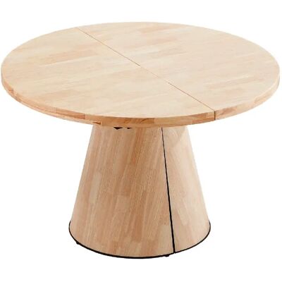 Pegane Table à manger ronde extensible - Chêne - Publicité Pegane Table à manger ronde extensible - Chêne - Publicité
