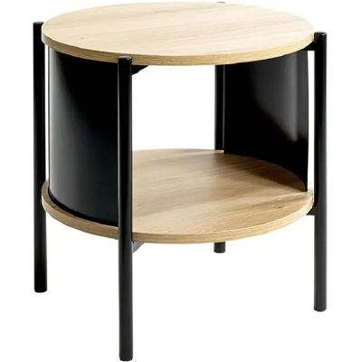 Pegane Table d'appoint ronde - Chêne/Noir - Publicité Pegane Table d'appoint ronde - Chêne/Noir - Publicité