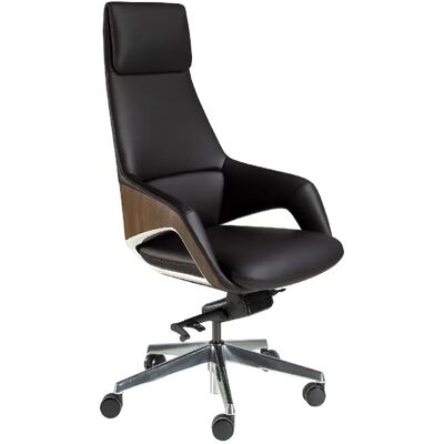 Angel Cerda Fauteuil de bureau pivotant en similicuir noir - Publicité Angel Cerda Fauteuil de bureau pivotant en similicuir noir - Publicité