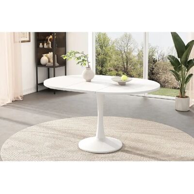 Merax Table à Manger Extensible Ovale-100/140x100x75 Cm-minimaliste Et Moderne-blanc - Publicité Merax Table à Manger Extensible Ovale-100/140x100x75 Cm-minimaliste Et Moderne-blanc - Publicité