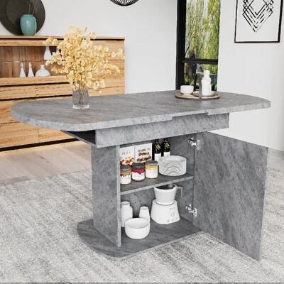 Merax Table à Manger Ovale Extensible 110/130x70x75cm-avec Espace De Rangement-gris - Publicité Merax Table à Manger Ovale Extensible 110/130x70x75cm-avec Espace De Rangement-gris - Publicité