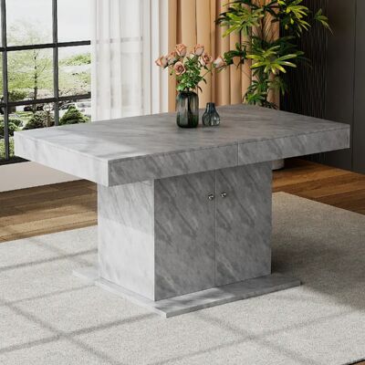 modfu Table à manger extensible 140-180x80 cm avec rangement, gris effet béton - Publicité modfu Table à manger extensible 140-180x80 cm avec rangement, gris effet béton - Publicité
