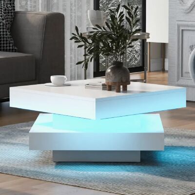 Merax Table Basse Carréee-avec Plateau Pivotant à 360°-led-blanche Laquée Brillante - Publicité Merax Table Basse Carréee-avec Plateau Pivotant à 360°-led-blanche Laquée Brillante - Publicité