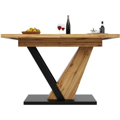 Merax Table à Manger Extensible-4-6 Personnes-120-160 cm-Piètement en V-Naturel - Publicité Merax Table à Manger Extensible-4-6 Personnes-120-160 cm-Piètement en V-Naturel - Publicité