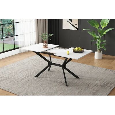 Merax Table à Manger Extensible Blanche 120/160x80cm-table Rectangulaire Blanche-6 Personnes - Publicité Merax Table à Manger Extensible Blanche 120/160x80cm-table Rectangulaire Blanche-6 Personnes - Publicité