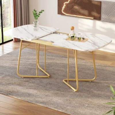 Merax Table à Manger Extensible-table 140/180 X 80 Cm-Pour 4 à 6 Personnes-en Marbre-blanc - Publicité Merax Table à Manger Extensible-table 140/180 X 80 Cm-Pour 4 à 6 Personnes-en Marbre-blanc - Publicité