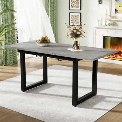 Merax Table à Manger Extensible 140/180x80cm-industriel-structure Acier Robust-aspect Béton - Publicité Merax Table à Manger Extensible 140/180x80cm-industriel-structure Acier Robust-aspect Béton - Publicité
