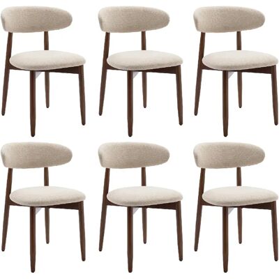 Smartue Lot de 6 Chaises de Salle à Manger Beige, pieds en bois, 81×56.4×52.6 cm - Publicité Smartue Lot de 6 Chaises de Salle à Manger Beige, pieds en bois, 81×56.4×52.6 cm - Publicité