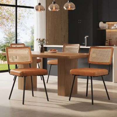 Merax Ensemble De 4 Chaises-lot De 4-en Pu-avec Pieds En Métal -brun - Publicité Merax Ensemble De 4 Chaises-lot De 4-en Pu-avec Pieds En Métal -brun - Publicité