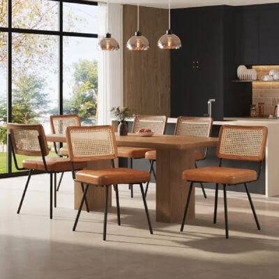 Merax Ensemble De 6 Chaises-lot De 6-en Pu-avec Pieds En Métal -brun - Publicité Merax Ensemble De 6 Chaises-lot De 6-en Pu-avec Pieds En Métal -brun - Publicité