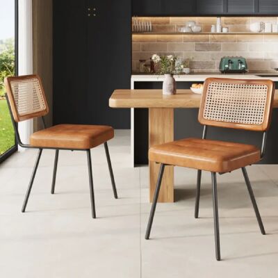Merax Ensemble De 2 Chaises-lot De 2-en Pu-avec Pieds En Métal -brun - Publicité Merax Ensemble De 2 Chaises-lot De 2-en Pu-avec Pieds En Métal -brun - Publicité